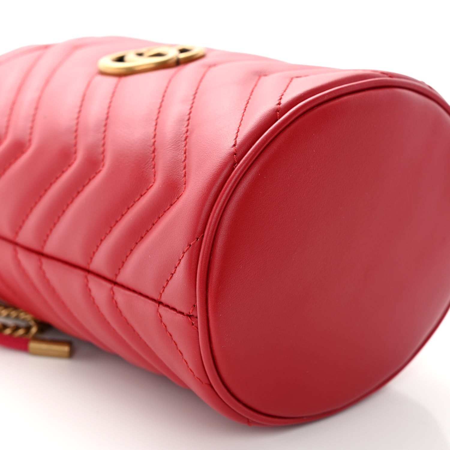 Gucci Calfskin Matelasse Mini GG Marmont 2.0 Bucket Bag Hibiscus Red 8 of 10