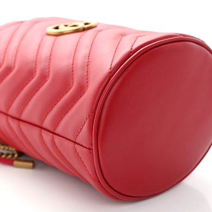 Gucci Calfskin Matelasse Mini GG Marmont 2.0 Bucket Bag Hibiscus Red 8 of 10