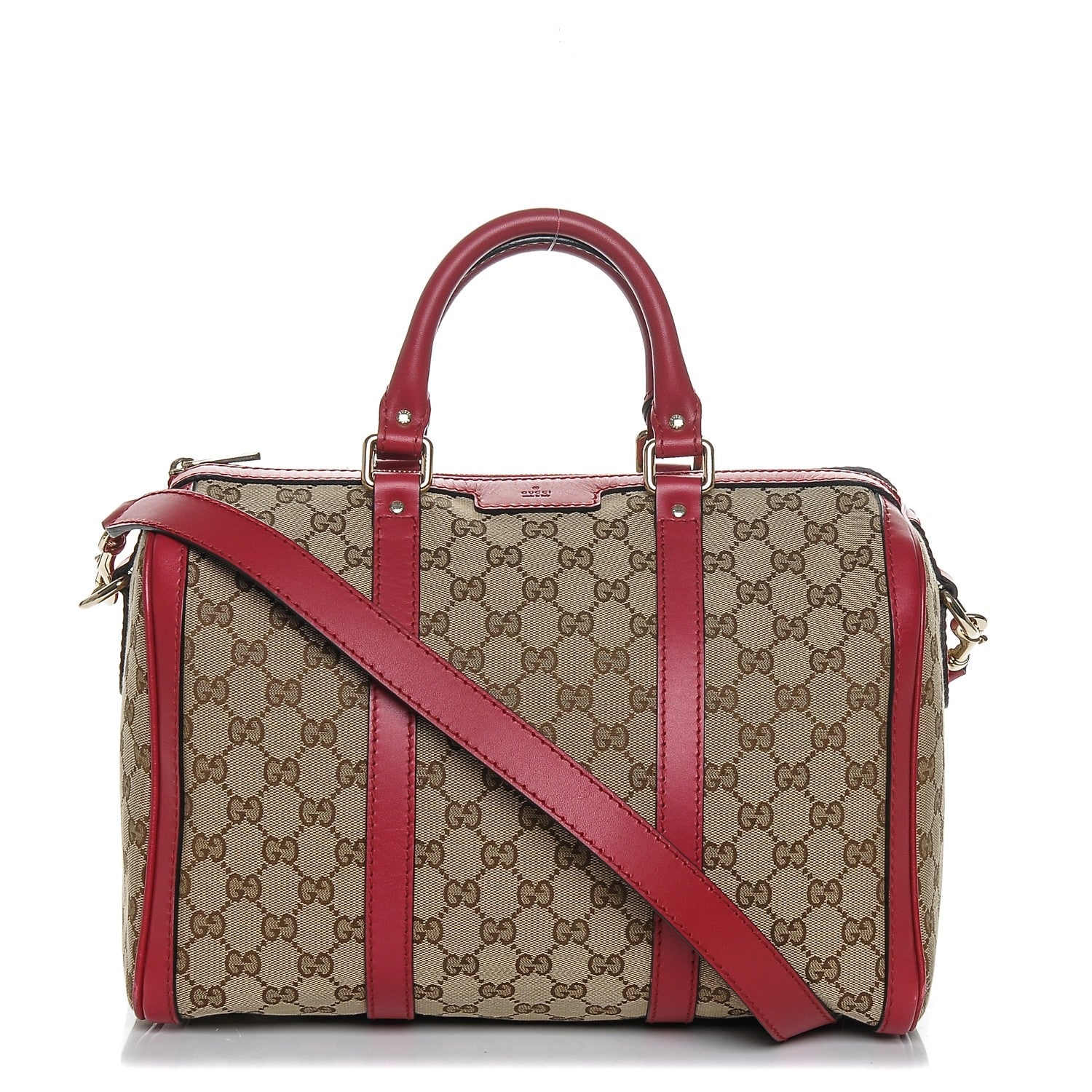 Gucci Monogram Medium Joy Boston Beige Red 1 of 8