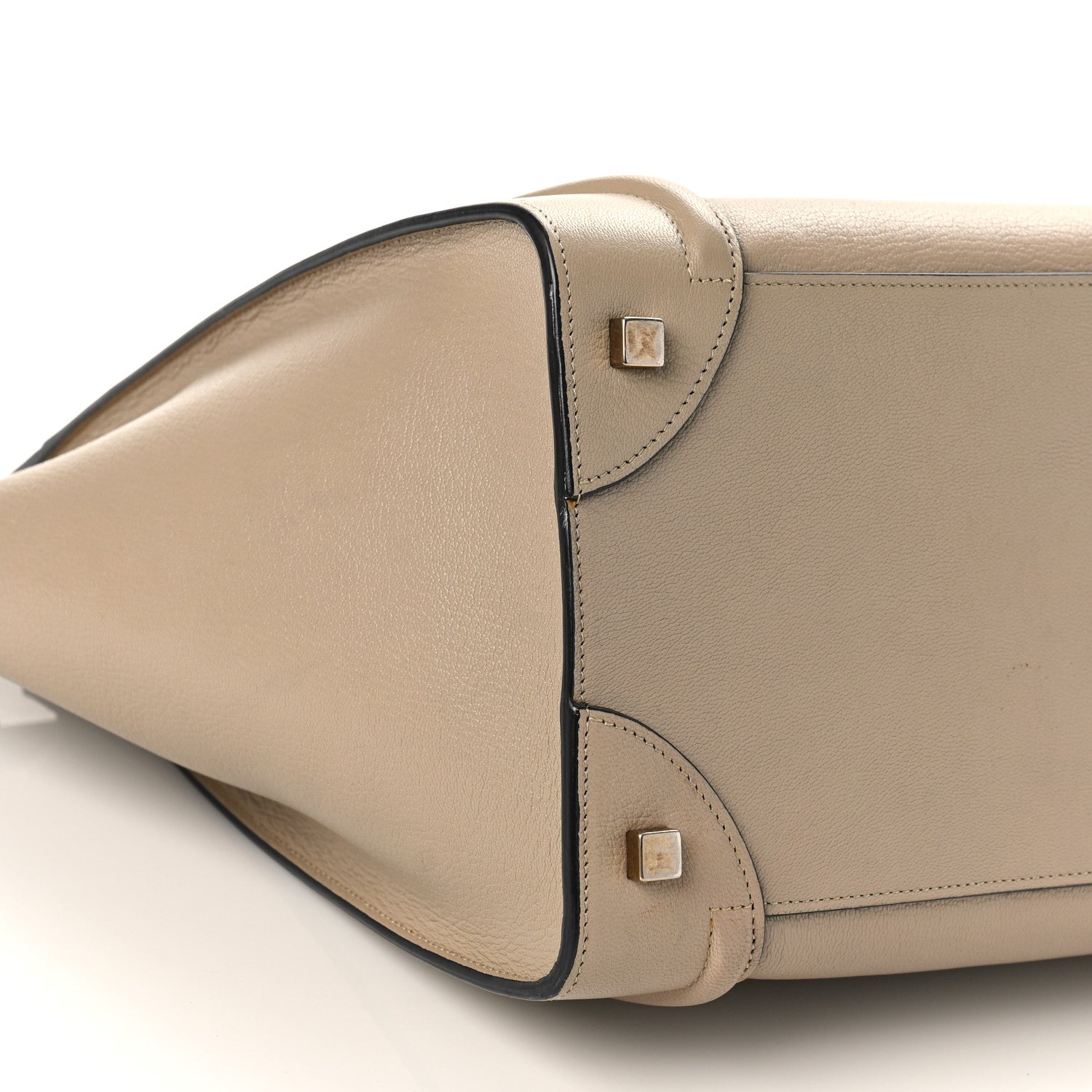 Celine Drummed Calfskin Mini Bi-Color Luggage Navy Dune 7 of 8