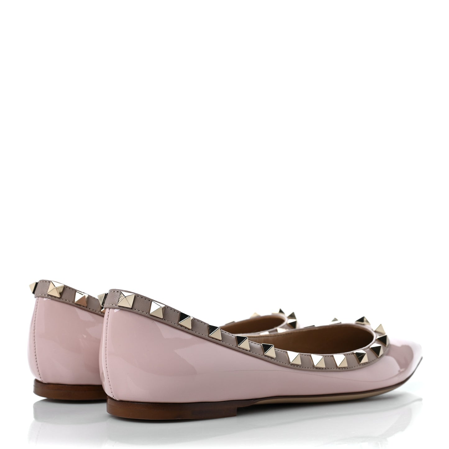 Patent Rockstud Ballerina Flats 37 Water Rose Poudre