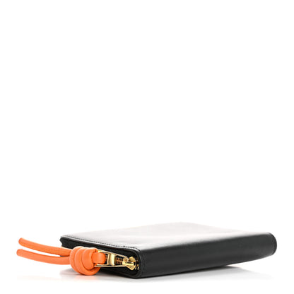 Loewe Calfskin Compact Knot Zip Around Wallet Black Bright Orange 4 of 9