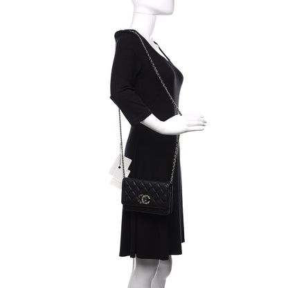 Chanel Caviar Quilted French New Wave Chain CC Wallet On Chain WOC Black 2 of 12