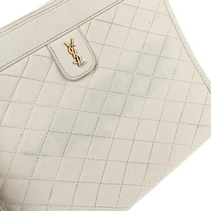 Saint Laurent Lambskin Quilted Monogram Baby Victoire Chain Clutch Blanc Vintage 10 of 11