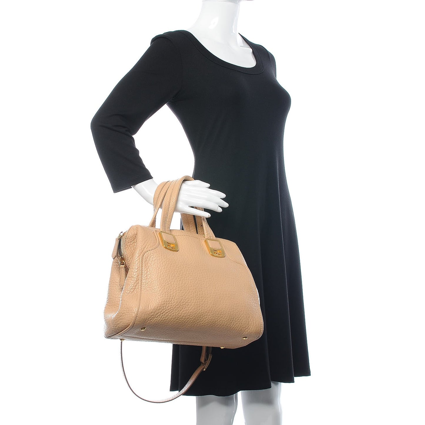 Pebbled Calfskin Small Chameleon Tote Nude