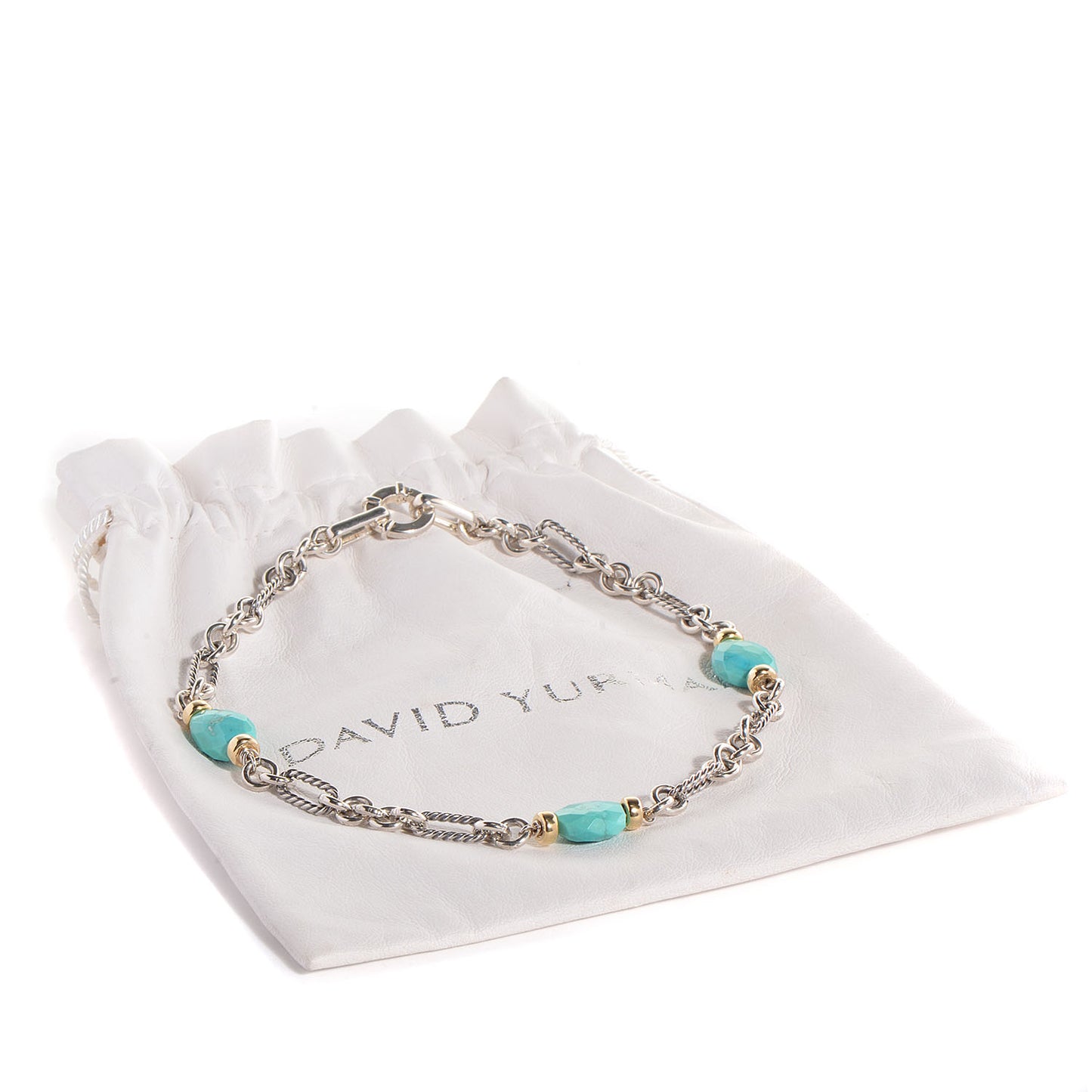 Sterling Silver 18k Gold Turquoise Figaro Necklace