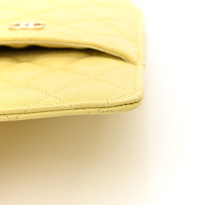 Chanel Caviar Quilted Classic Flat Wallet Pouch Yellow 10 of 11
