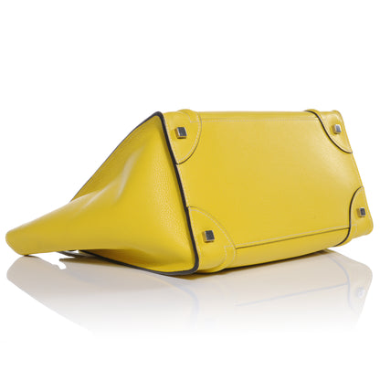 Celine Drummed Calfskin Mini Luggage Citron 4 of 10