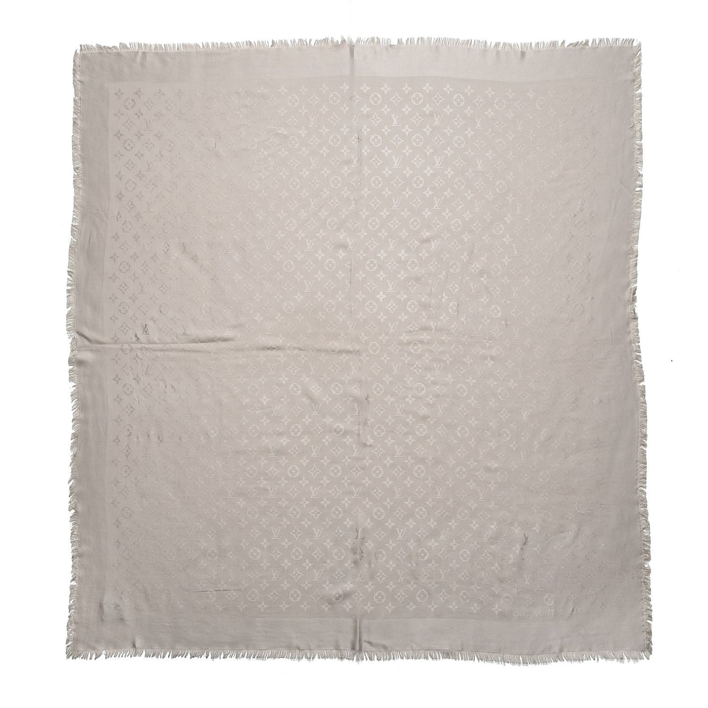 Silk Wool Monogram Shawl Greige
