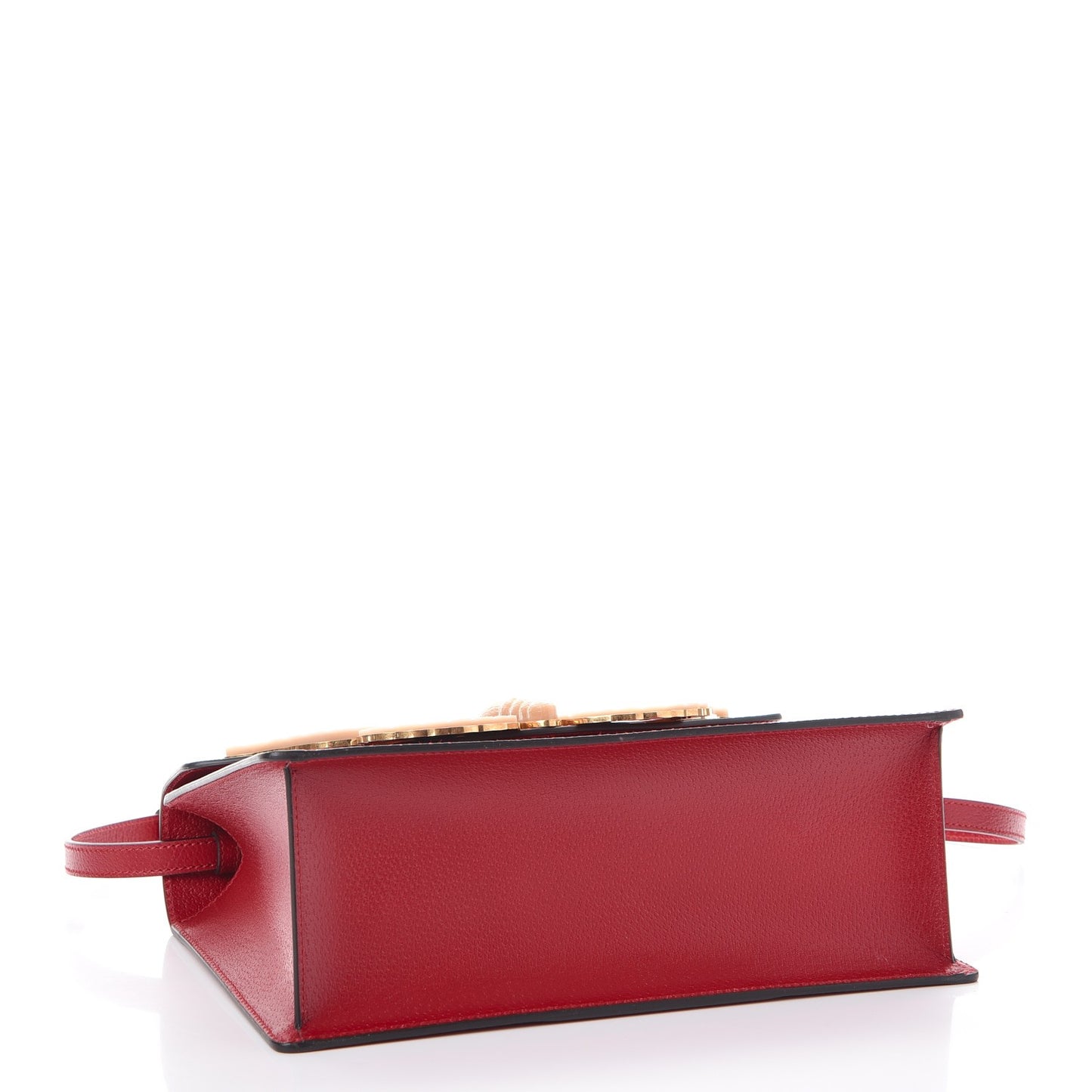 Calfskin Bamboo Web Medium Falena Moth Top Handle Bag Hibiscus Red