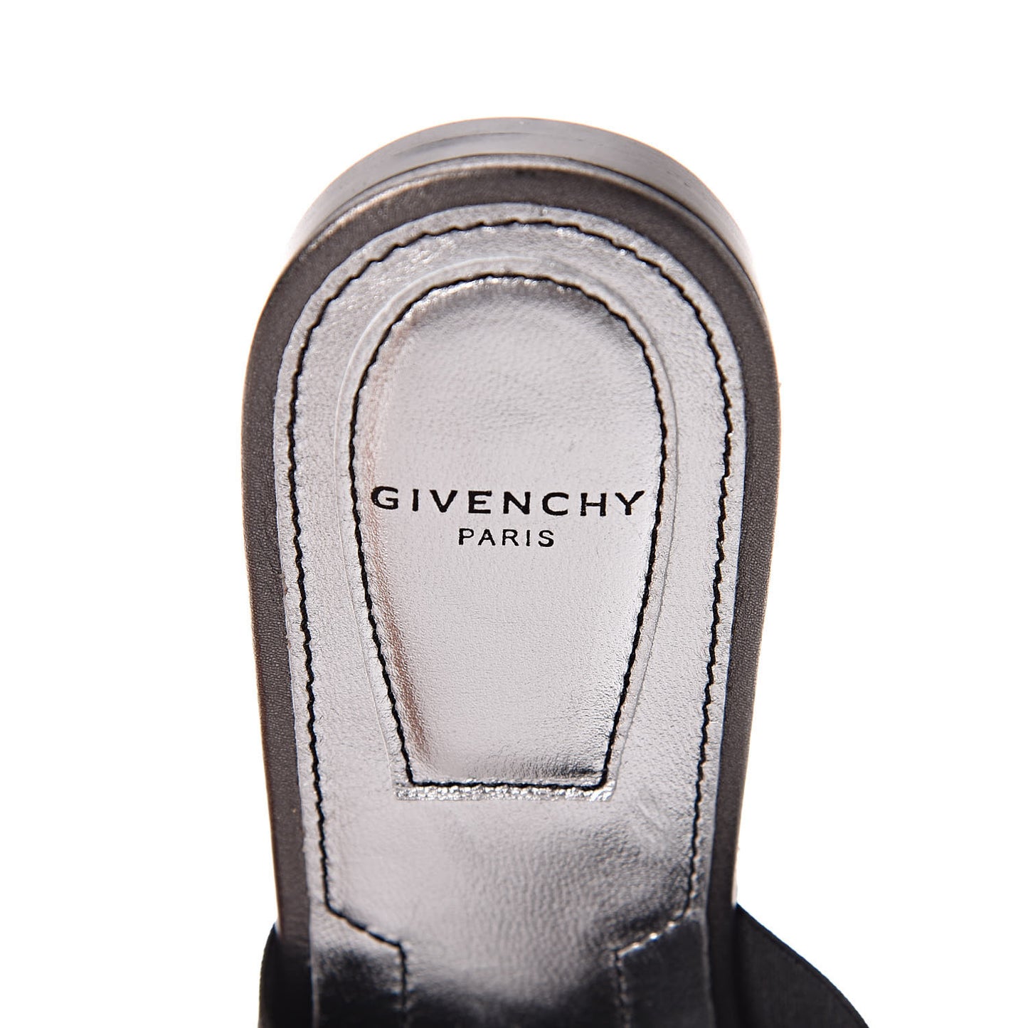 Metallic Calfskin Bedford Logo Mule Slides 37 Black