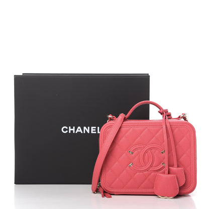 Chanel Caviar Quilted Medium CC Filigree Vanity Case Pink 11 of 11