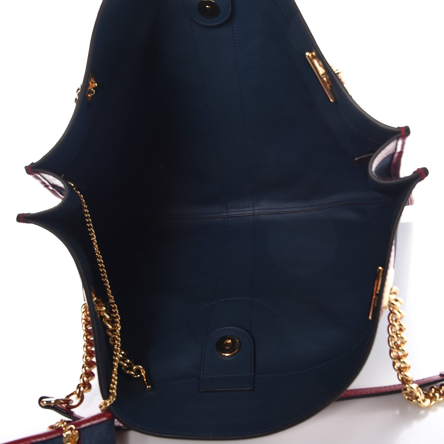 Suede Calfskin Large Rajah Chain Tote New Blue Romantic Cherry