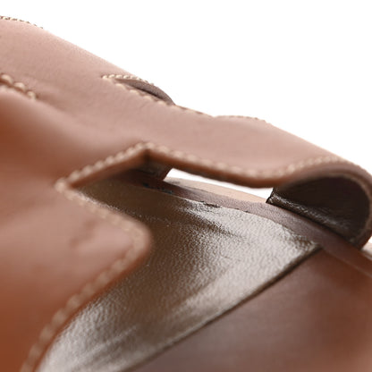 Hermes Box Calfskin Oran Sandals 38.5 Gold 9 of 14