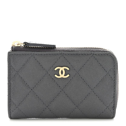 Chanel Caviar Quilted Zipped Key Holder Case Gray 1 of 9