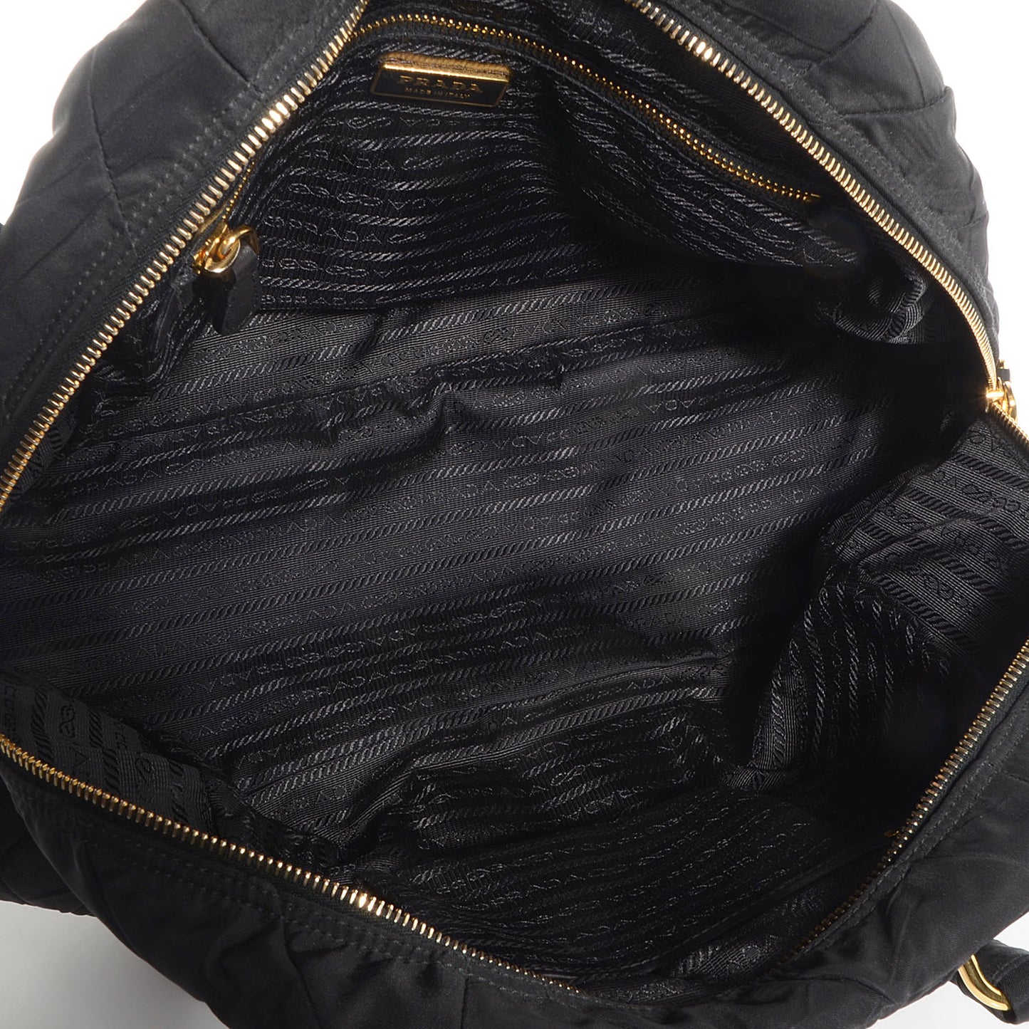 Nylon Chevron Quilted Dome Satchel Black