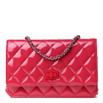 Chanel Patent Calfskin Quilted Reissue Wallet On Chain WOC Pink 1 of 4