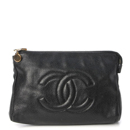 Chanel Caviar Timeless CC Cosmetic Pouch Black 1 of 10