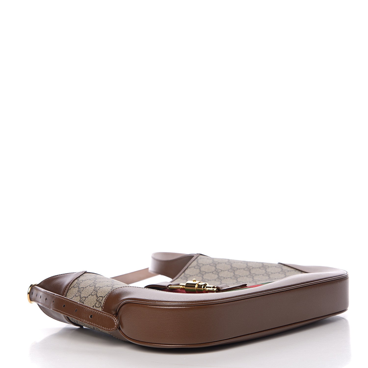 Gucci GG Supreme Monogram Azalea Calfskin Web Medium Jackie 1961 Hobo Beige Ebony Brown Sugar 3 of 10