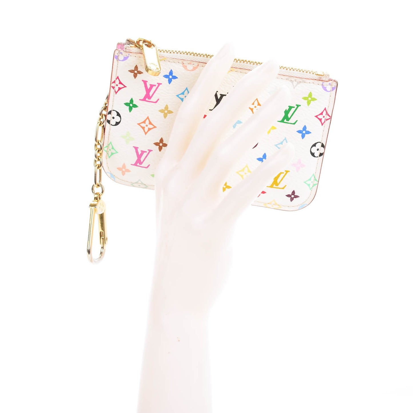 Monogram Multicolor Key Pouch White Litchi