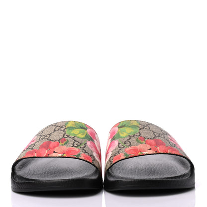 Gucci GG Supreme Monogram Blooms Slide Sandals 38 Beige Multicolor 2 of 4