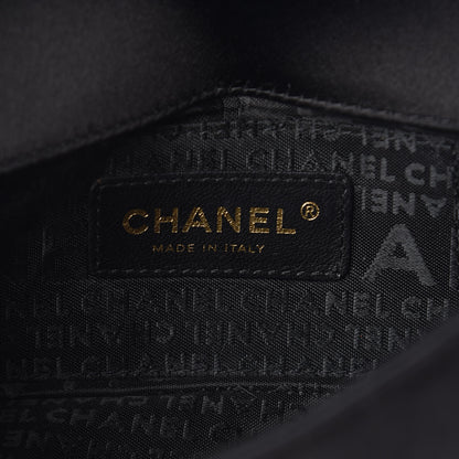 Chanel Satin Chocolate Bar Quilted Camellia Rectangular Mini Flap Black 6 of 10