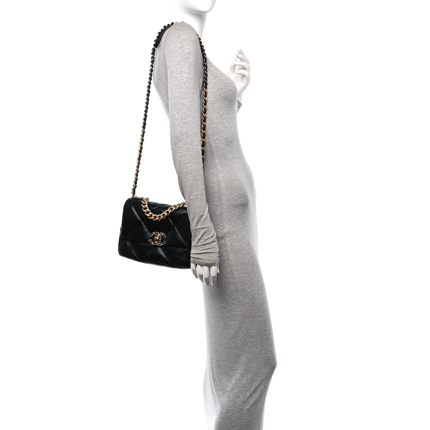 Lambskin Quilted Medium Chanel 19 Flap Black