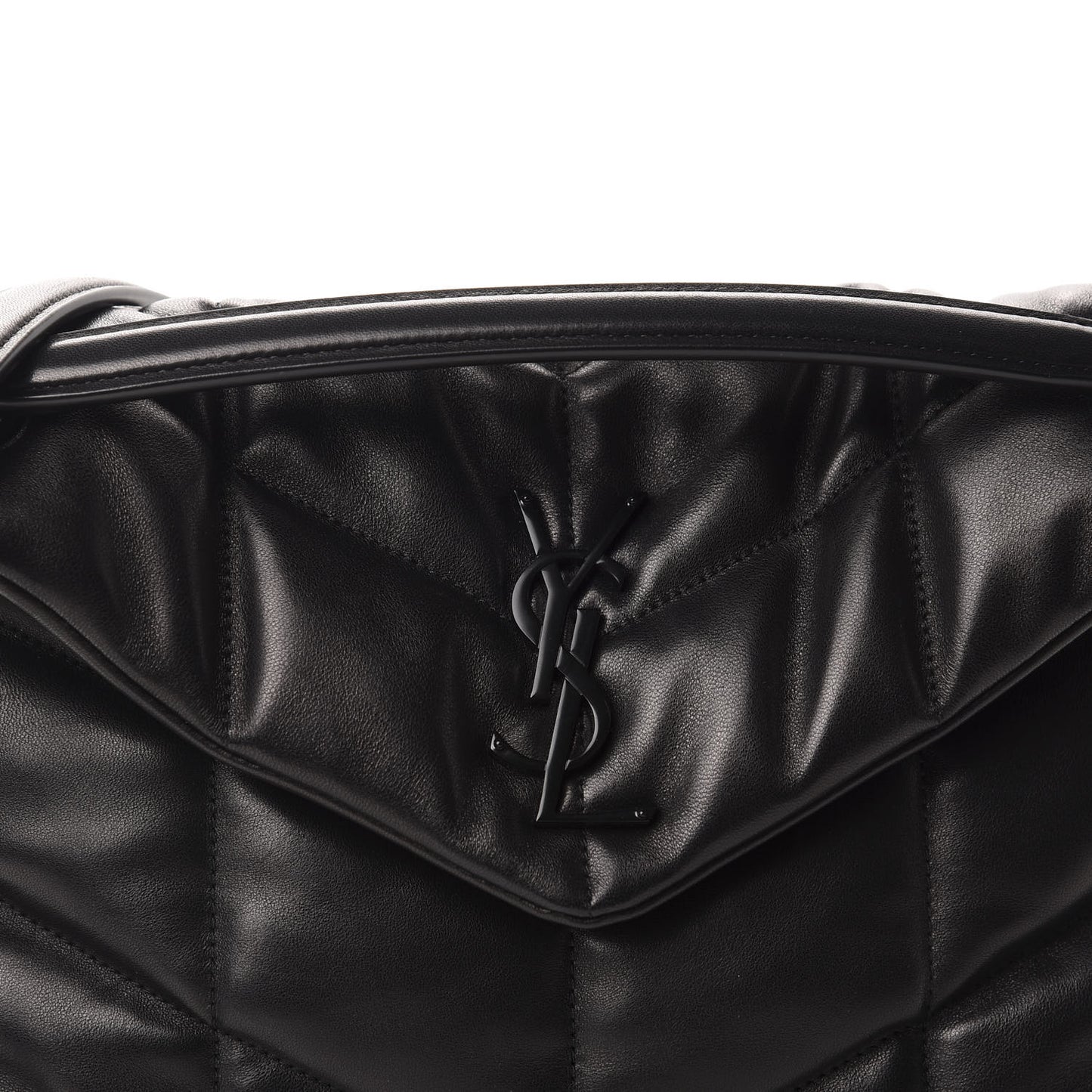 Lambskin Quilted Small Loulou Puffer Monogram Chain Satchel Black