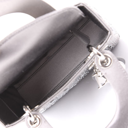 Christian Dior Satin Crystal Cannage Mini Lady Dior Gray 4 of 8