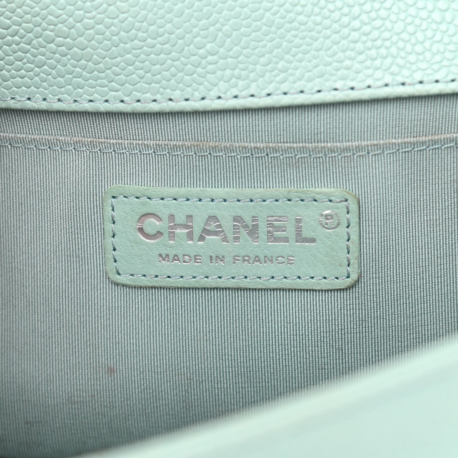Chanel Caviar Chevron Quilted Medium Boy Flap Light Blue 6 of 12