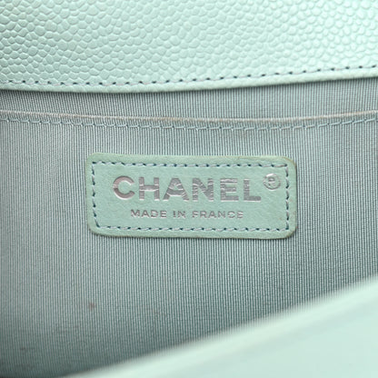 Chanel Caviar Chevron Quilted Medium Boy Flap Light Blue 6 of 12