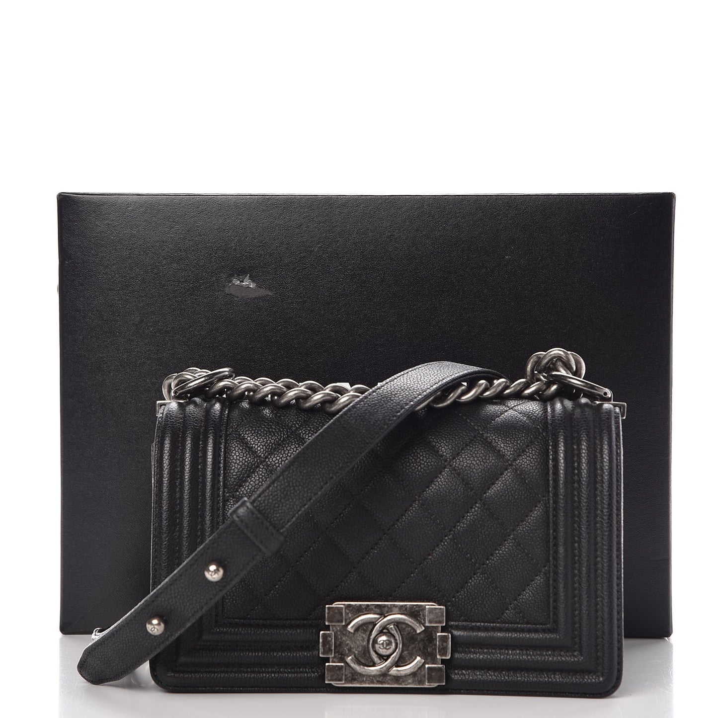 Caviar Quilted Small Boy Flap Black