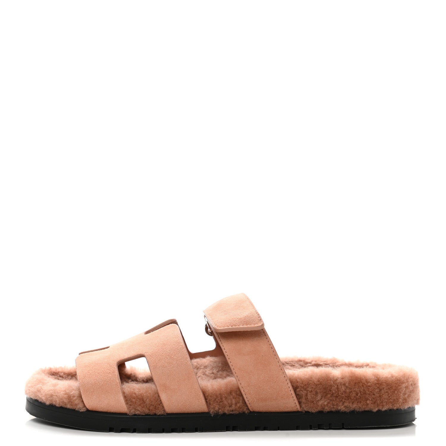 Hermes Suede Goatskin Woolskin Womens Chypre Sandals 39 Rose Aube 1 of 8