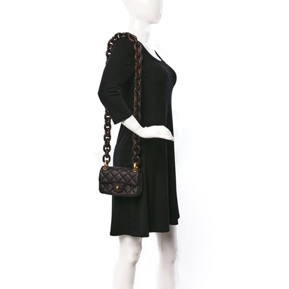 Chanel Lambskin Wenge Quilted Mini Fashion Wood Square Flap Brown 2 of 13