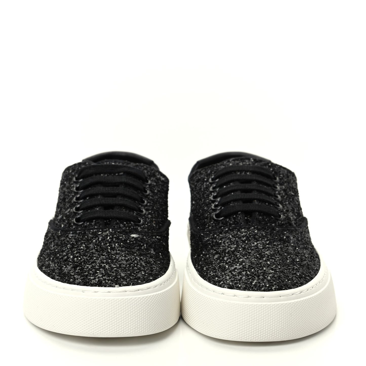 Calfskin Crystal Glitter Venice Low Top Sneakers 36.5 Black