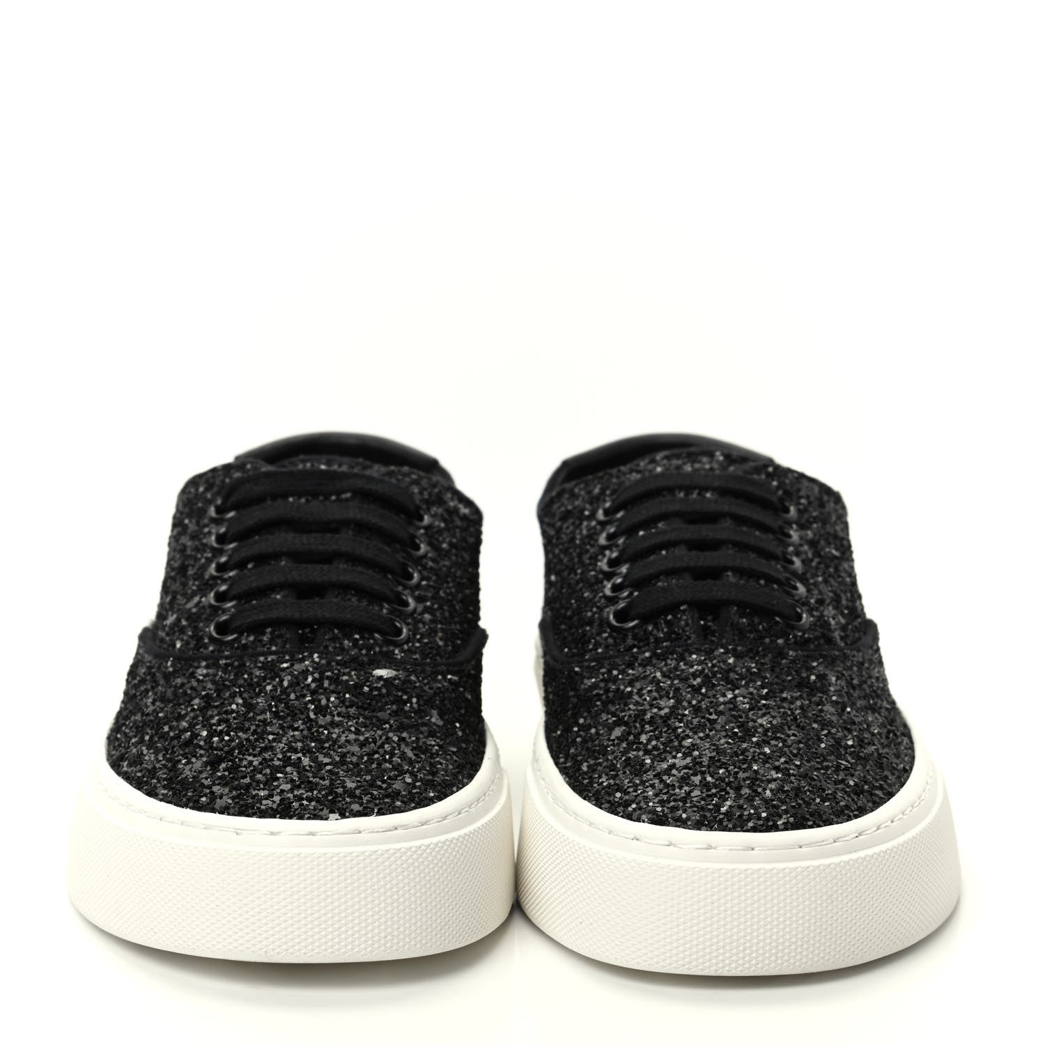 Saint Laurent Calfskin Crystal Glitter Venice Low Top Sneakers 36.5 Black 2 of 11