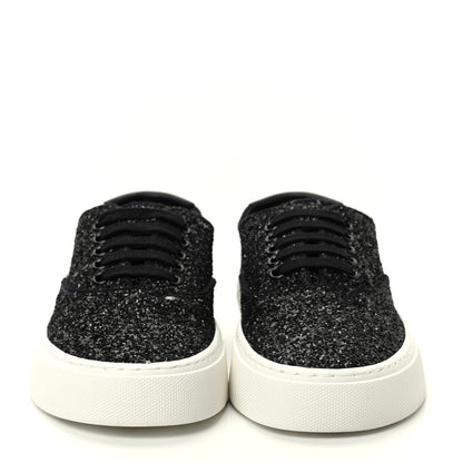 Saint Laurent Calfskin Crystal Glitter Venice Low Top Sneakers 36.5 Black 2 of 11