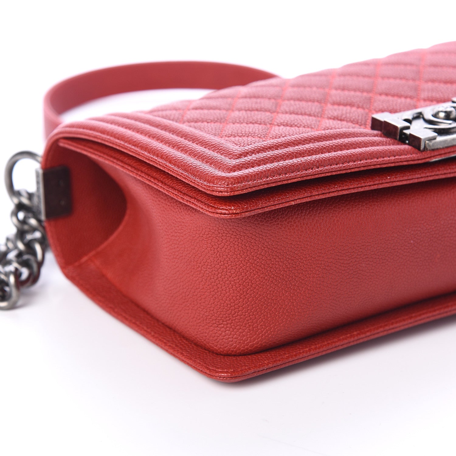 Chanel Caviar Quilted Medium Boy Flap Red 8 of 9