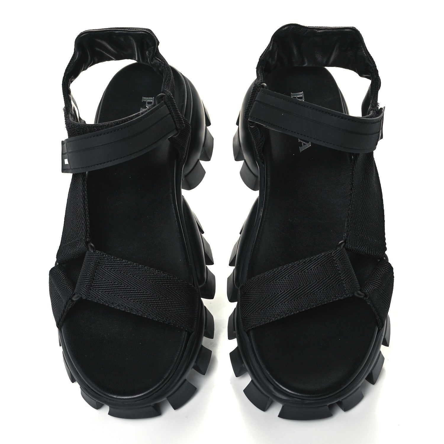Prada Rubber Nylon Velcro Womens Cloudbust Thunder 50mm Sandals 39.5 Black 5 of 11