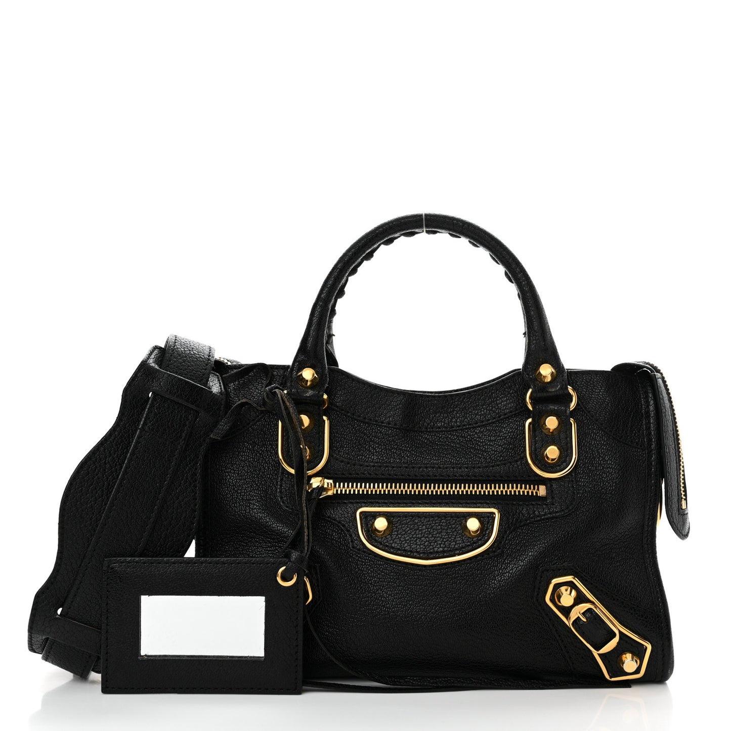 Chevre Gold Metallic Edge Hardware Mini City Black