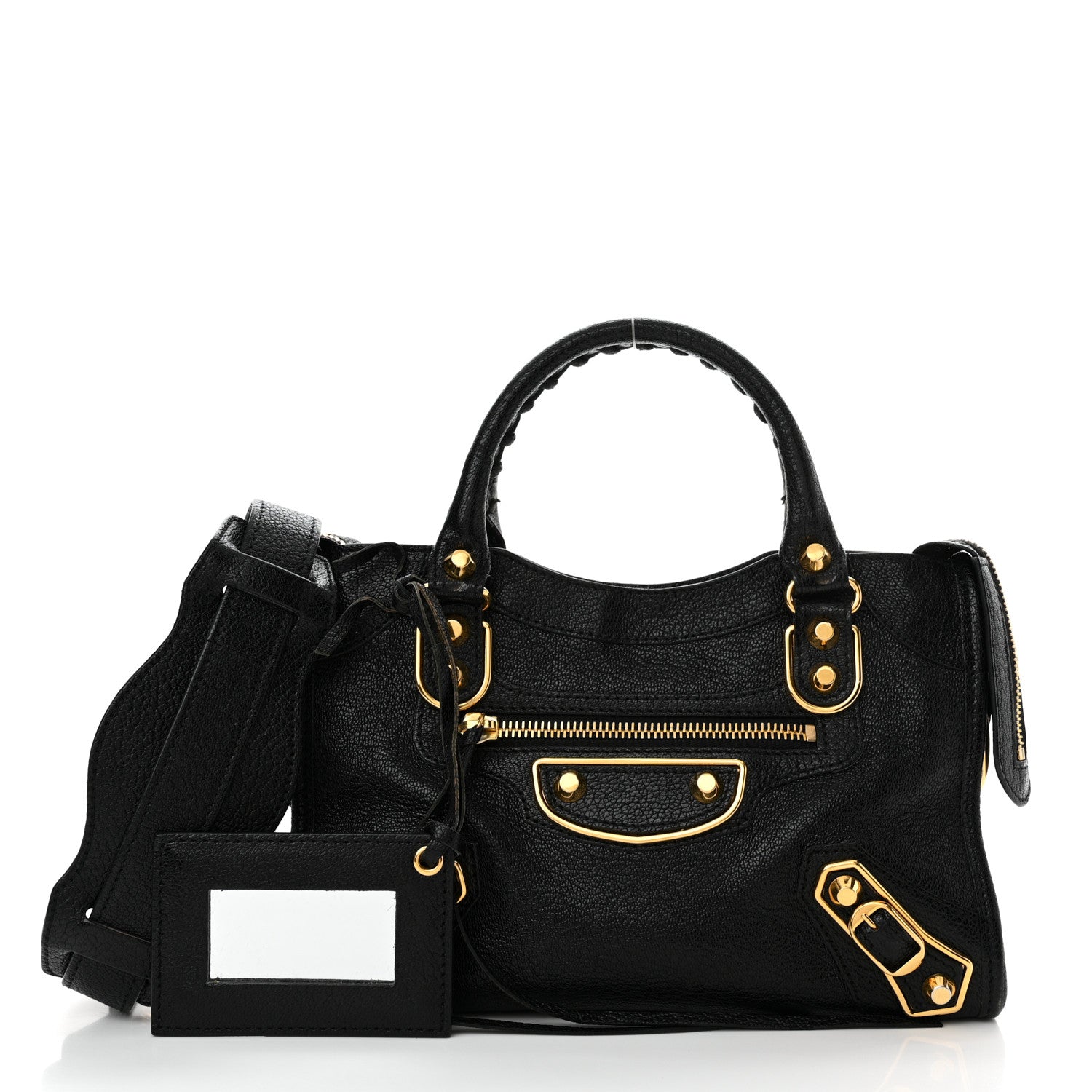 Balenciaga Chevre Gold Metallic Edge Hardware Mini City Black 3 of 16