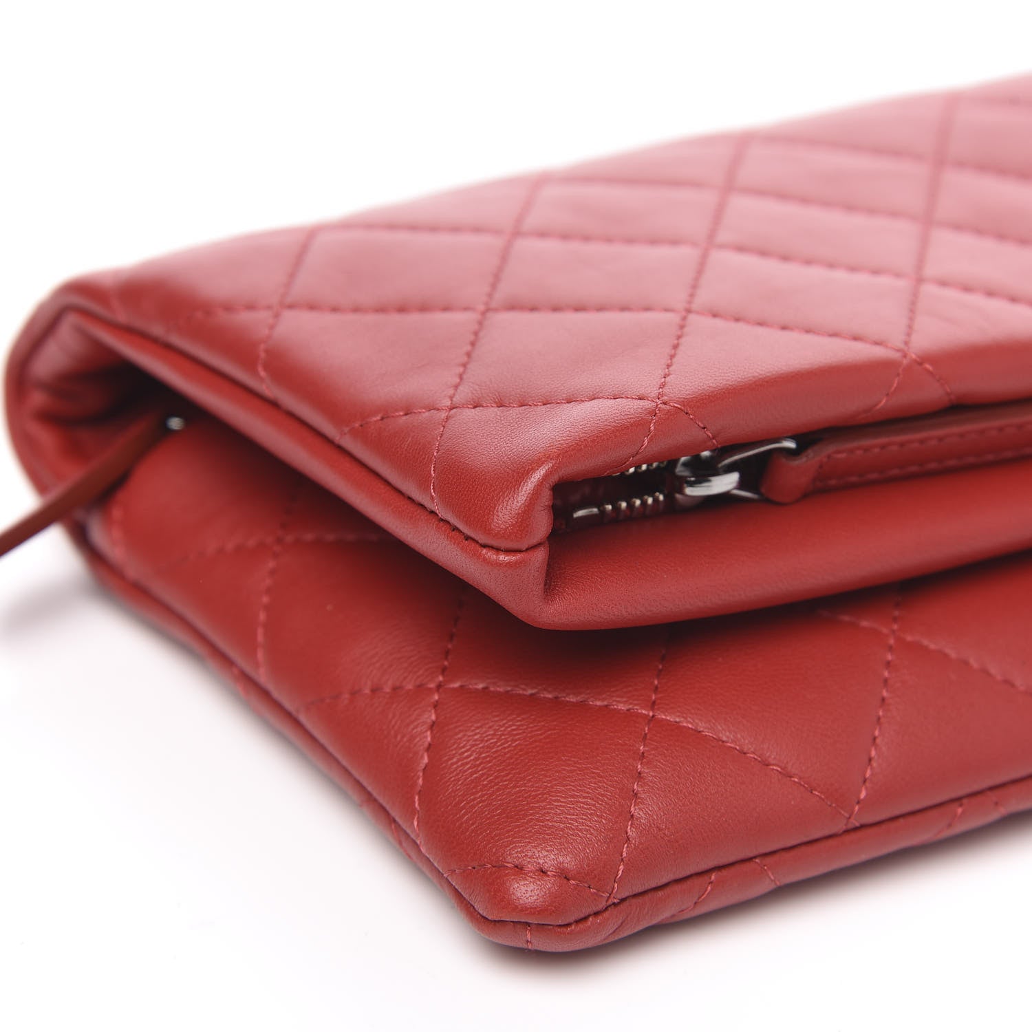 Chanel Lambskin Quilted CC Beauty Clutch Red 8 of 10