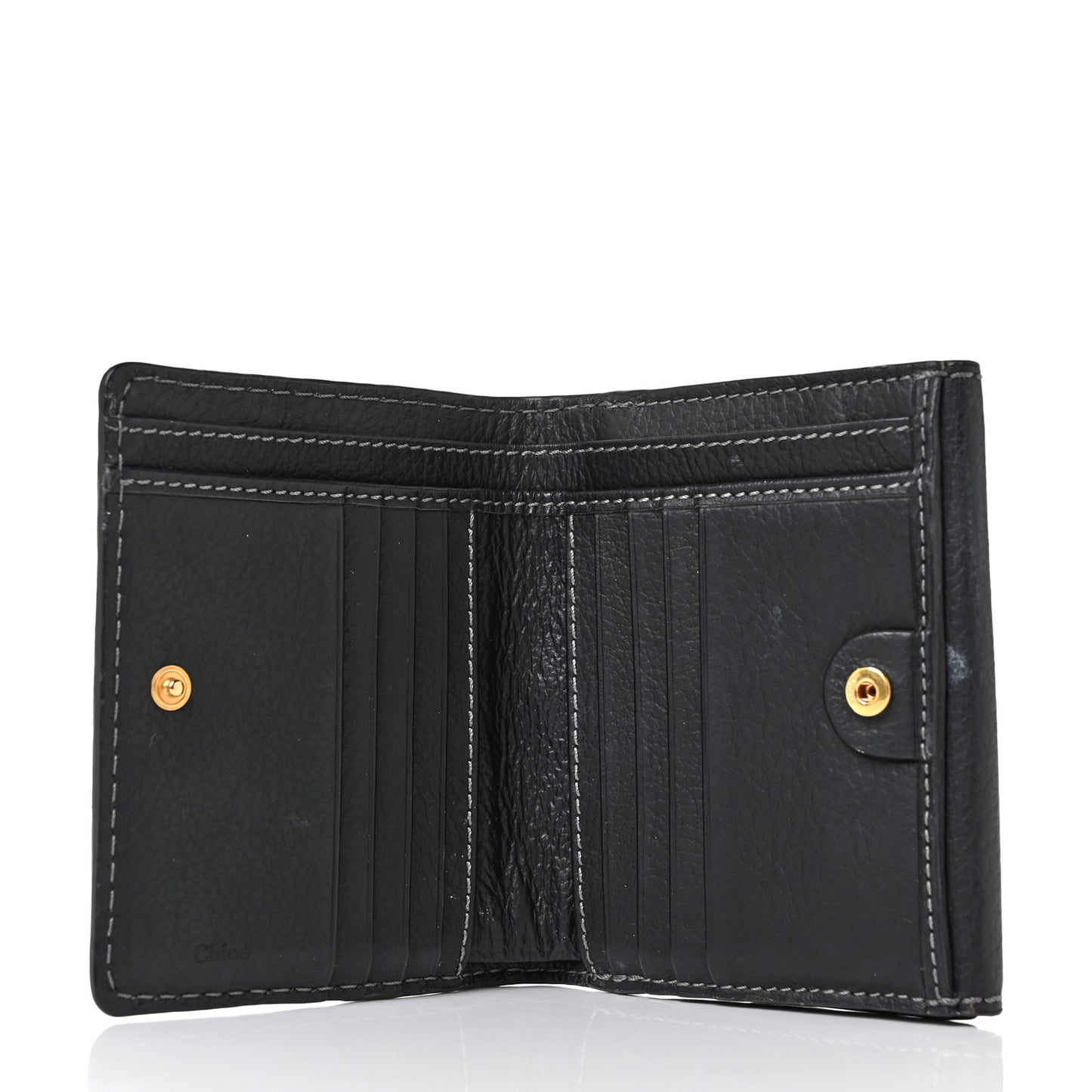 Grained Calfskin Marcie Square Wallet Black