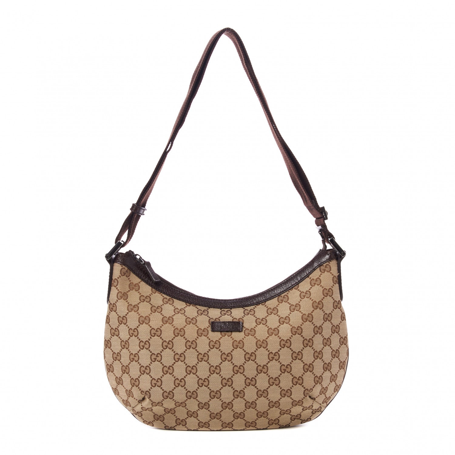 Gucci Monogram Medium Half Moon Hobo Dark Brown 1 of 8