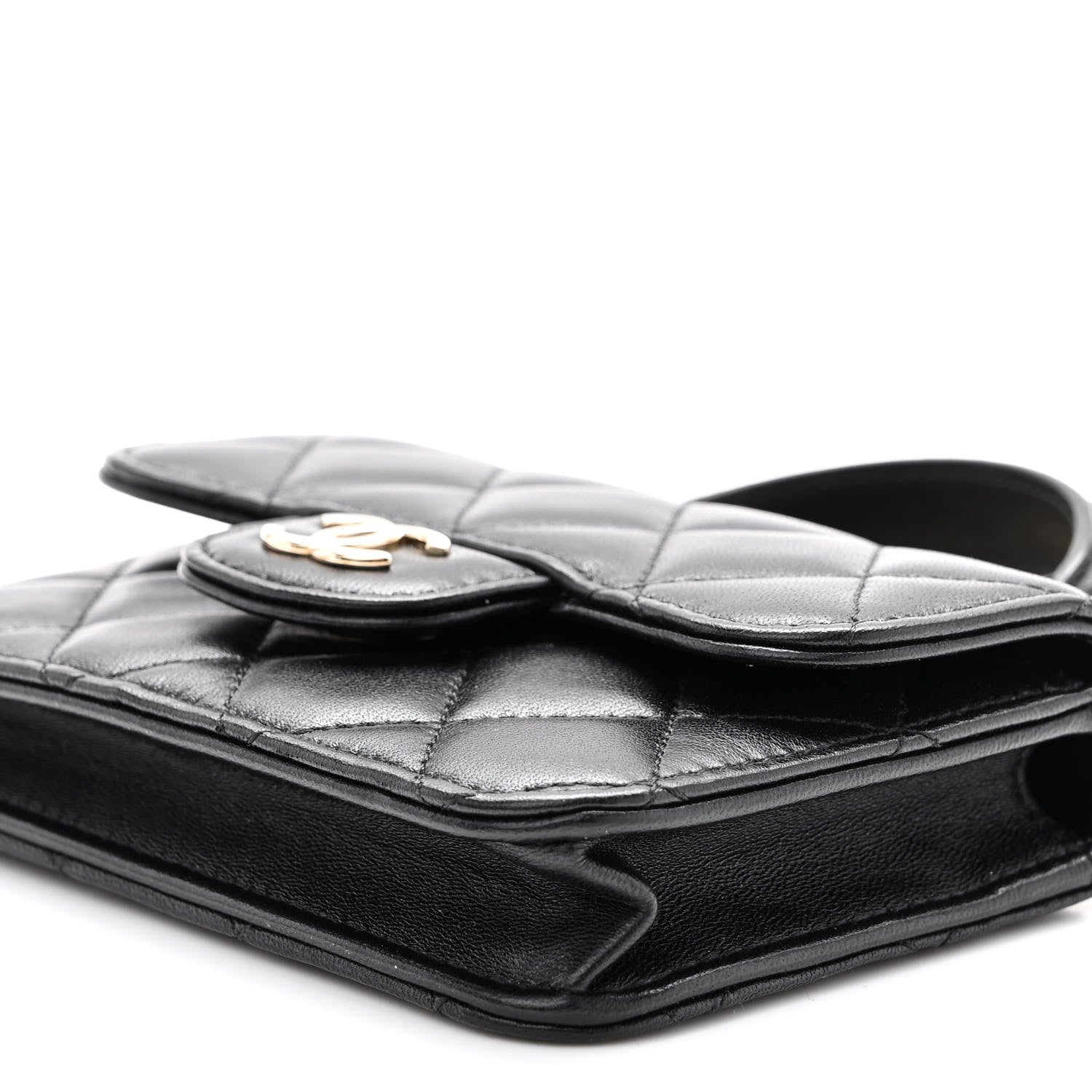 Chanel Lambskin Quilted Top Handle Flap Coin Purse With Chain Black 11 of 12