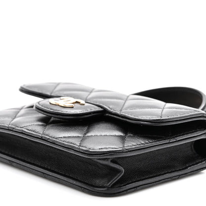 Chanel Lambskin Quilted Top Handle Flap Coin Purse With Chain Black 11 of 12