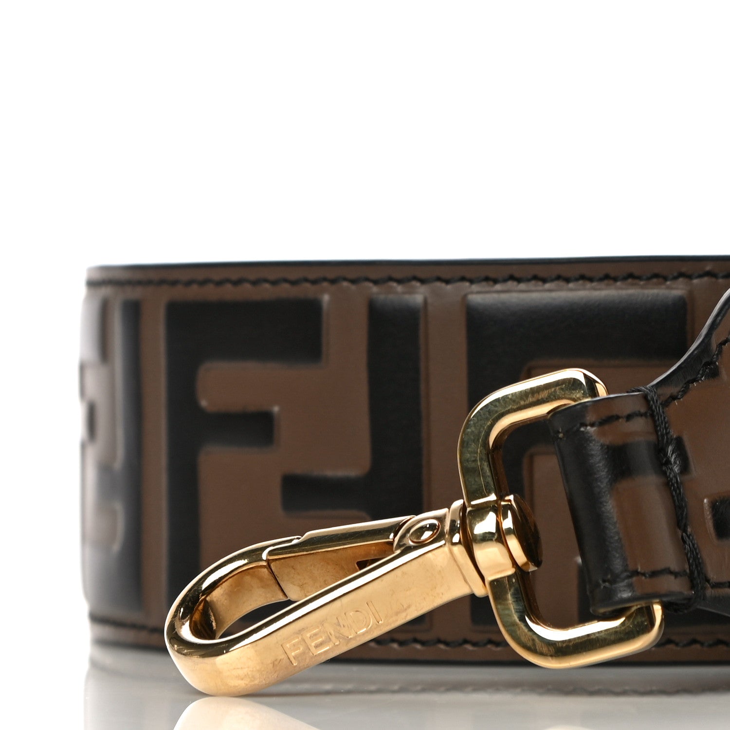 Fendi Vitello Century Bi-Color FF 1974 Embossed Strap You Maya Black 2 of 7