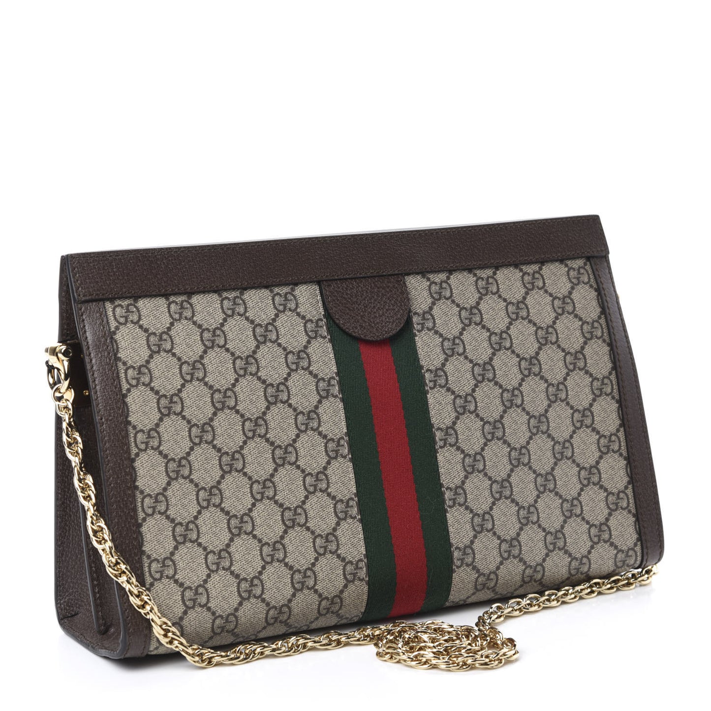 GG Supreme Monogram Web Medium Ophidia Chain Shoulder Bag Brown