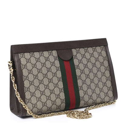 Gucci GG Supreme Monogram Web Medium Ophidia Chain Shoulder Bag Brown 3 of 10