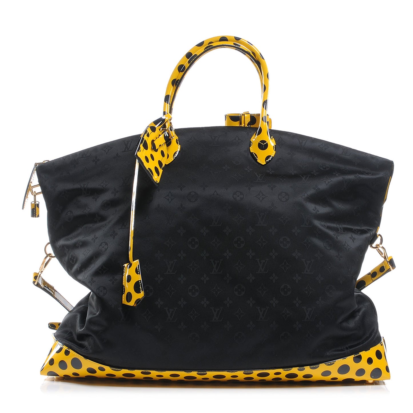 Nylon Monogram Kusama Infinity Dots Lockit GM Black Yellow